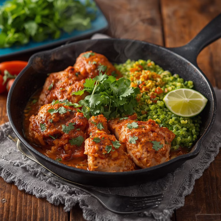 Skillet Chicken With Mexican Green Rice & Salsa Macha Recipe