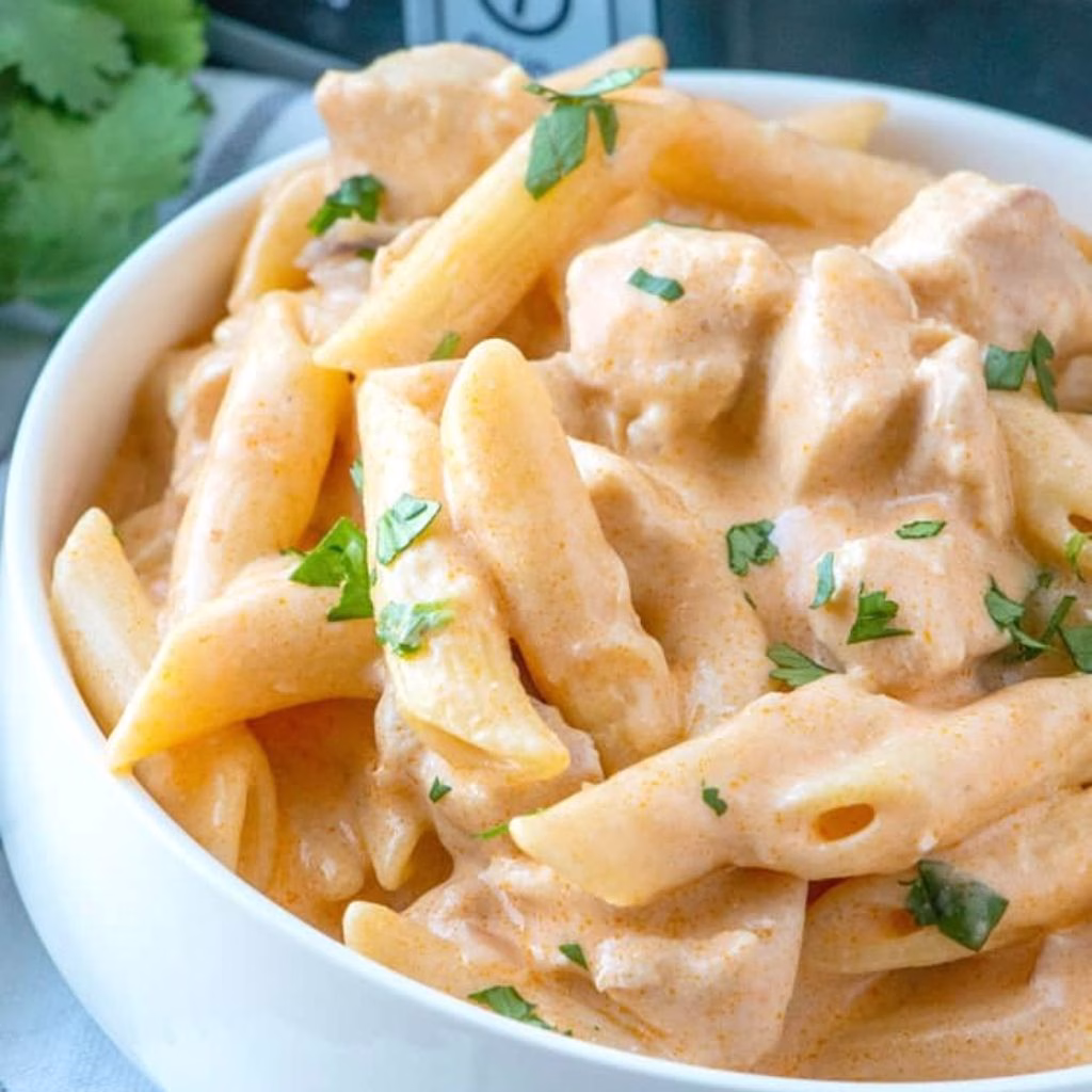 Slow Cooker Buffalo Chicken Dip Pasta