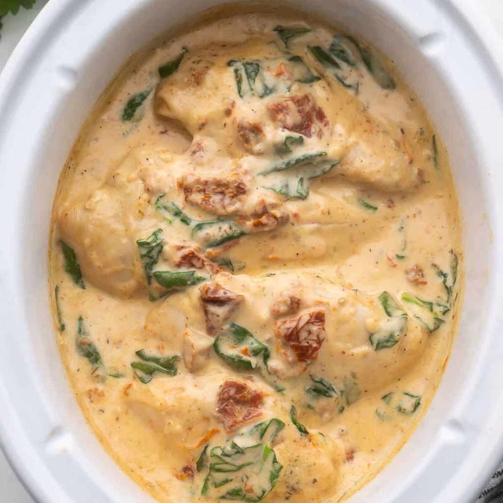 Slow Cooker Creamy Tuscan Chicken
