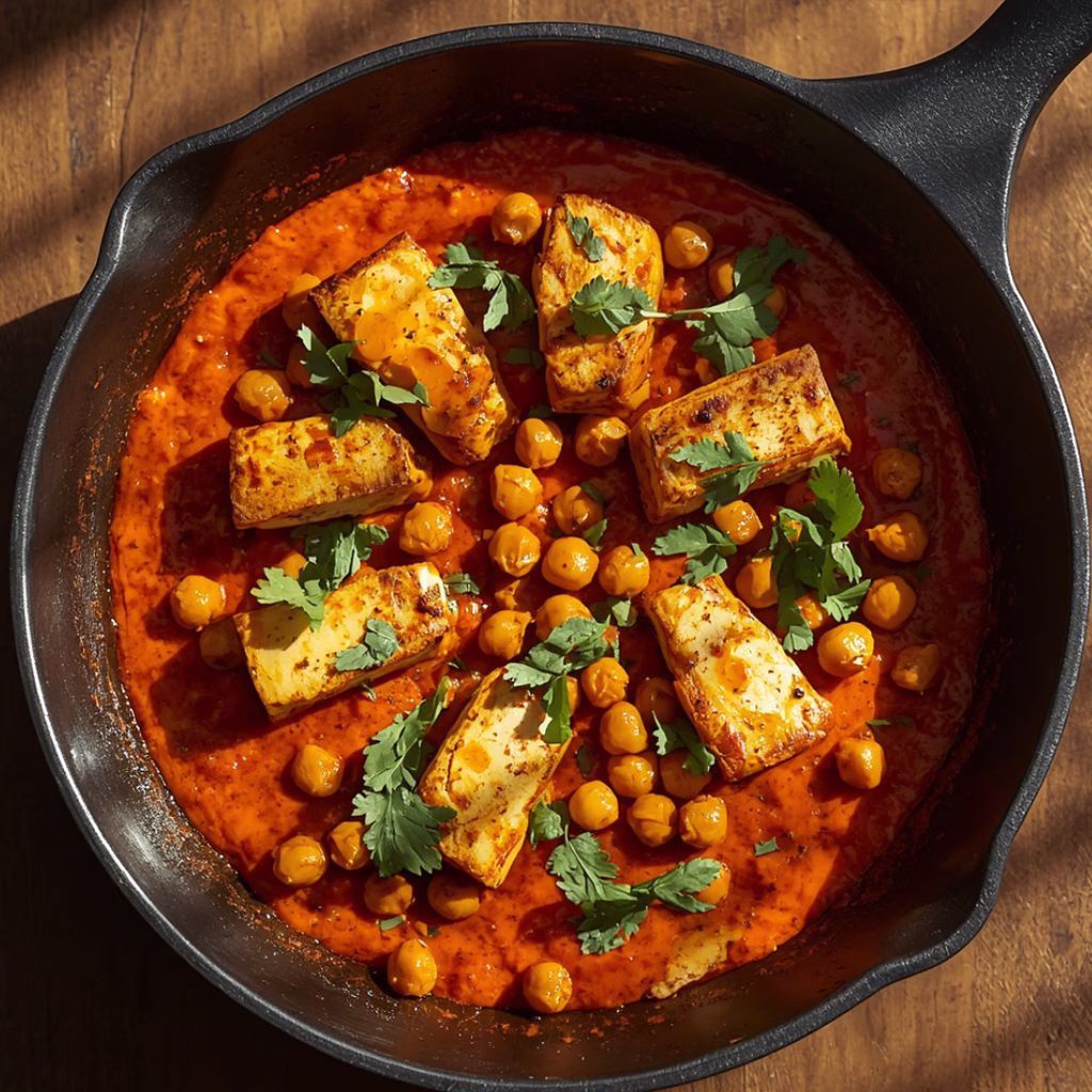 Spiced Chickpea & Halloumi Skillet with Harissa Recipe