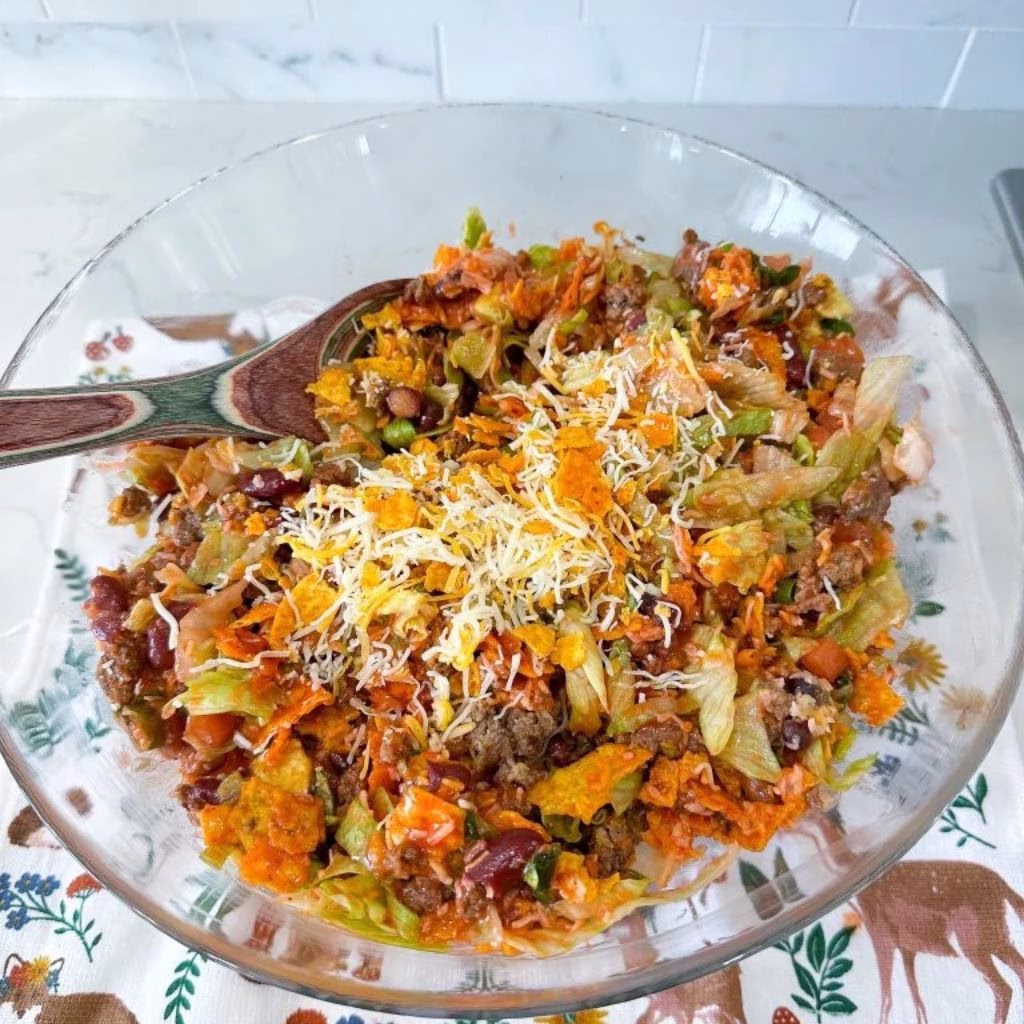 Taco Salad with Catalina Dressing and Doritos