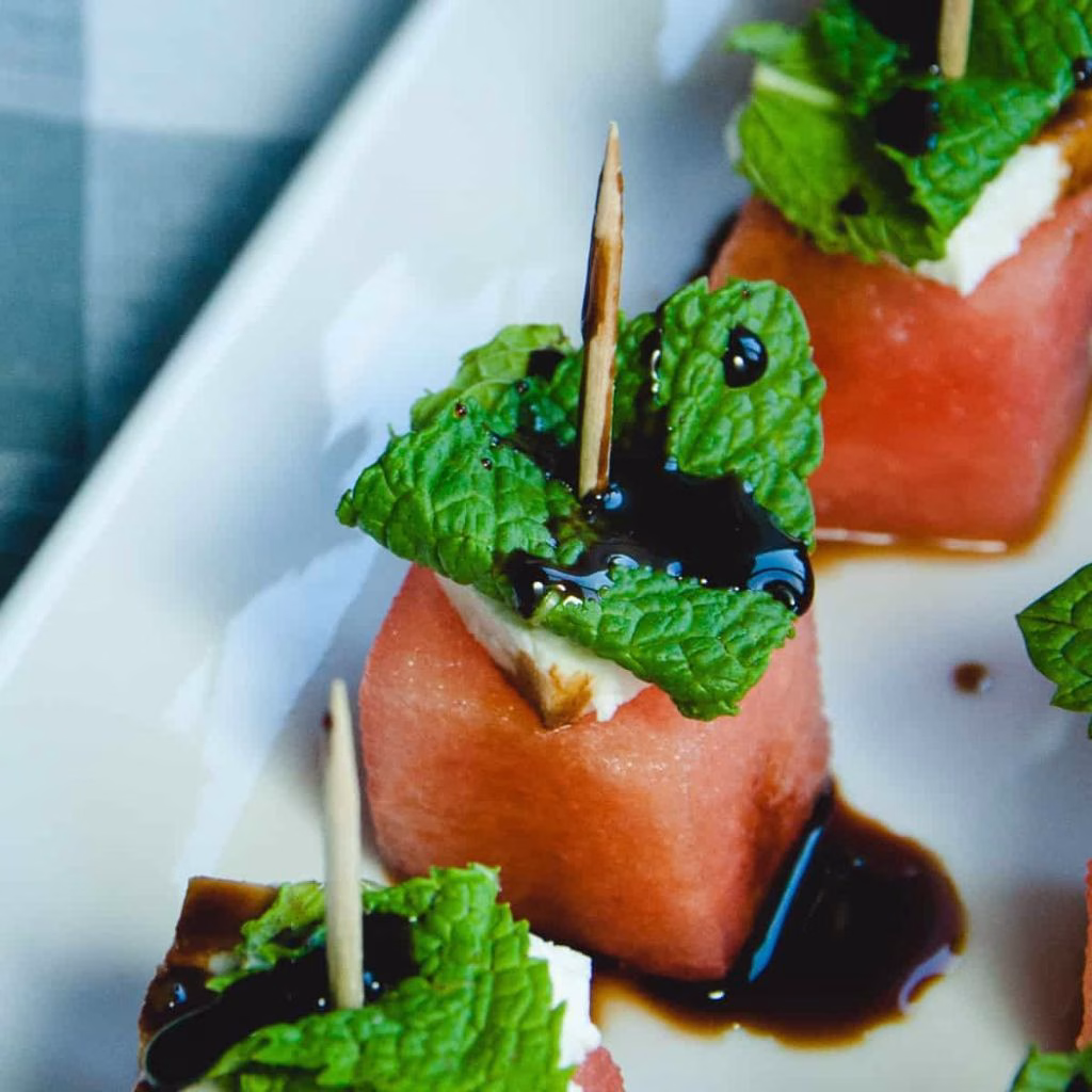 Watermelon Feta Mint Skewers