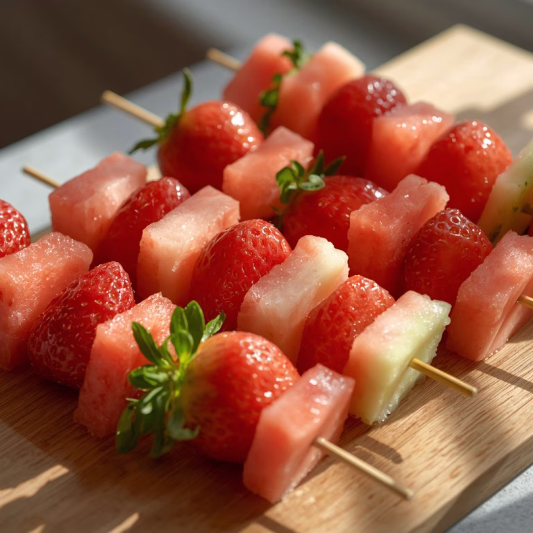 Watermelon Strawberry Fruit Skewers Recipe