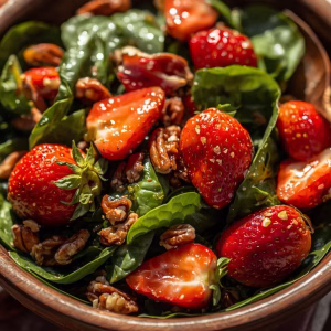 Strawberry and Spinach Salad with Candied Pecans Recipe