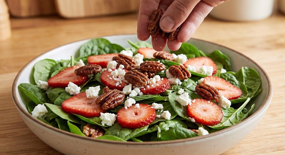 Strawberry and Spinach Salad with Candied Pecans Recipe