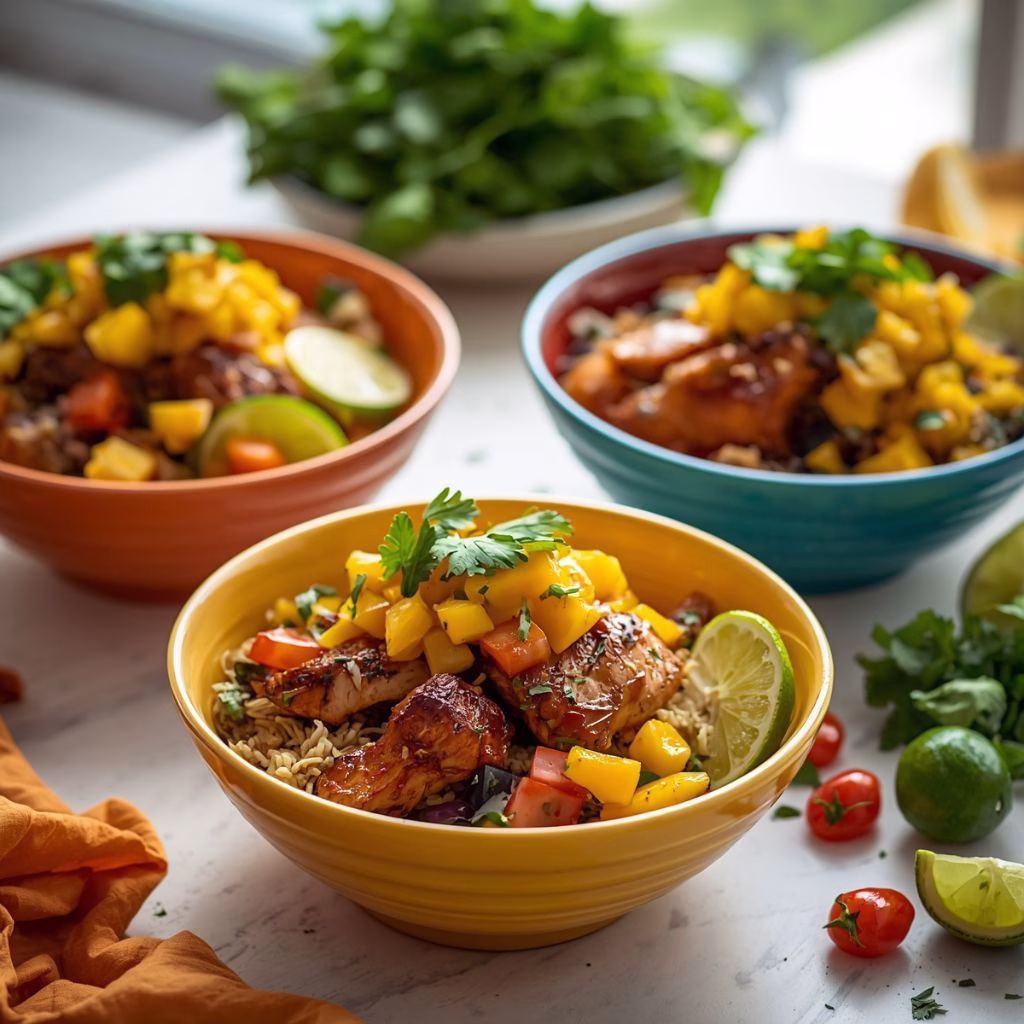 Easy Jamaican Chicken Bowls With Fresh Mango Salsa Recipe