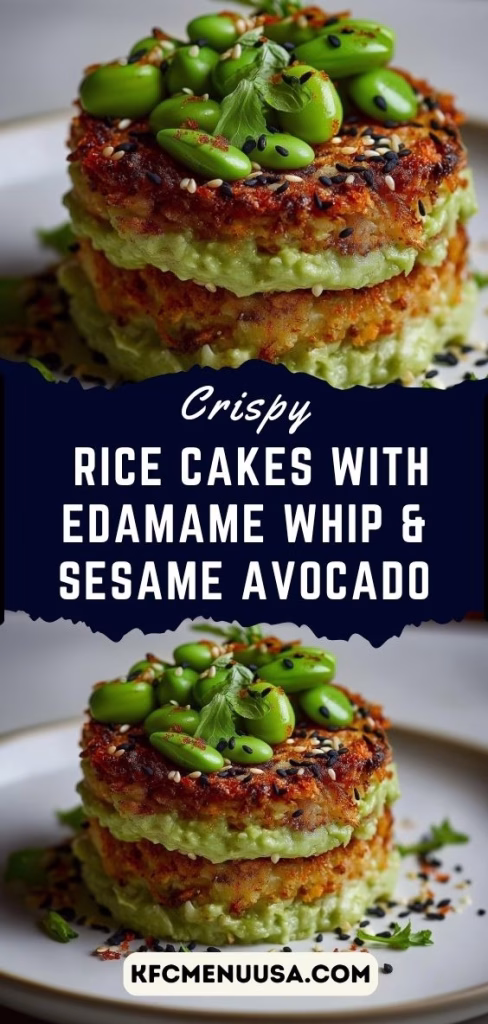 Crispy Rice Cakes with Edamame Whip & Sesame Avocado Recipe