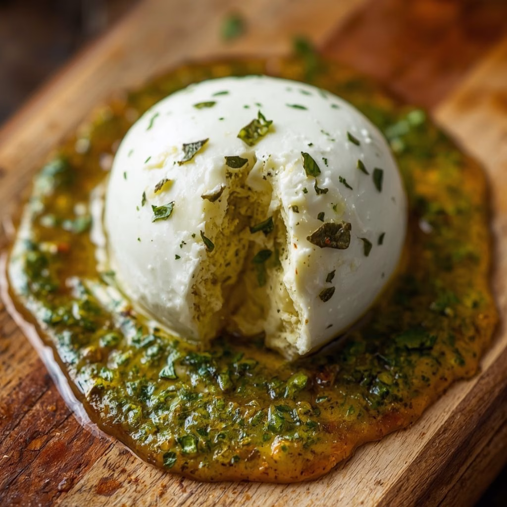 Sizzling Green Goddess Butter Over Cold Burrata Recipe