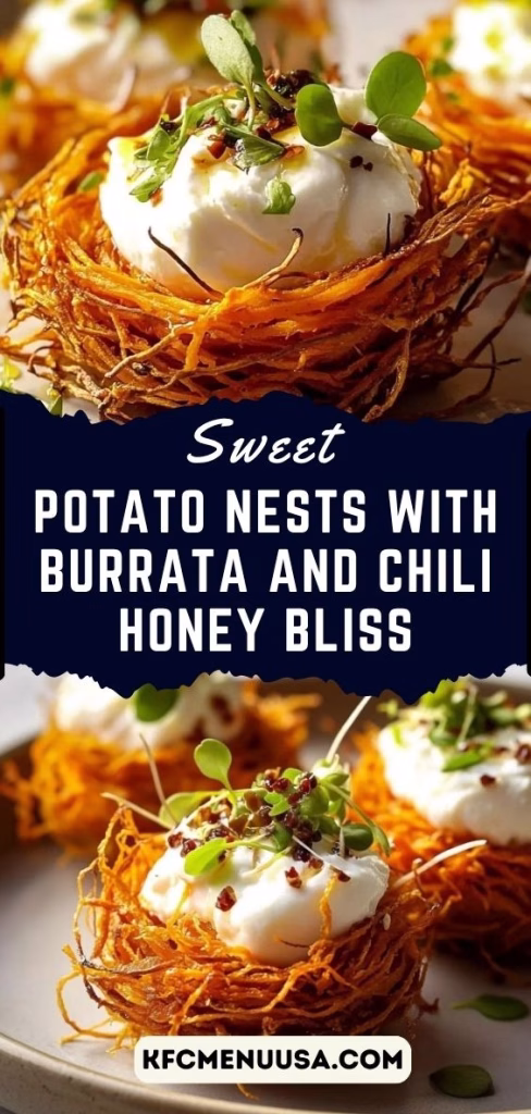 Sweet Potato Nests with Burrata and Chili Honey Bliss Recipe