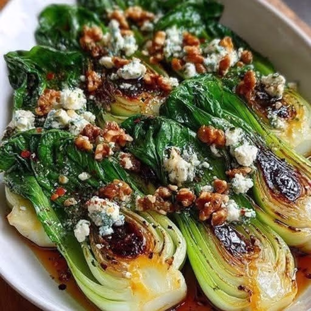 Caramelized Garlic Bok Choy with Feta Recipe