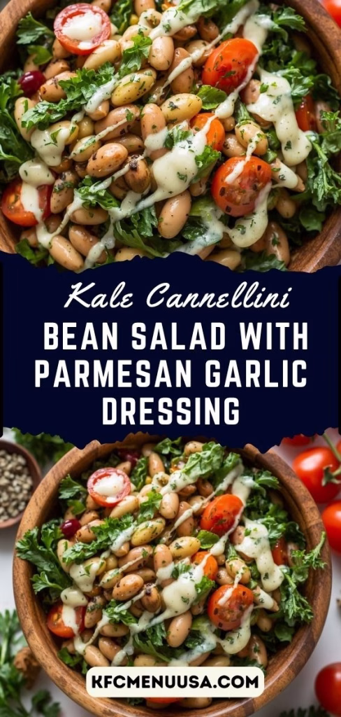 Kale Cannellini Bean Salad with Parmesan Garlic Dressing Recipe
