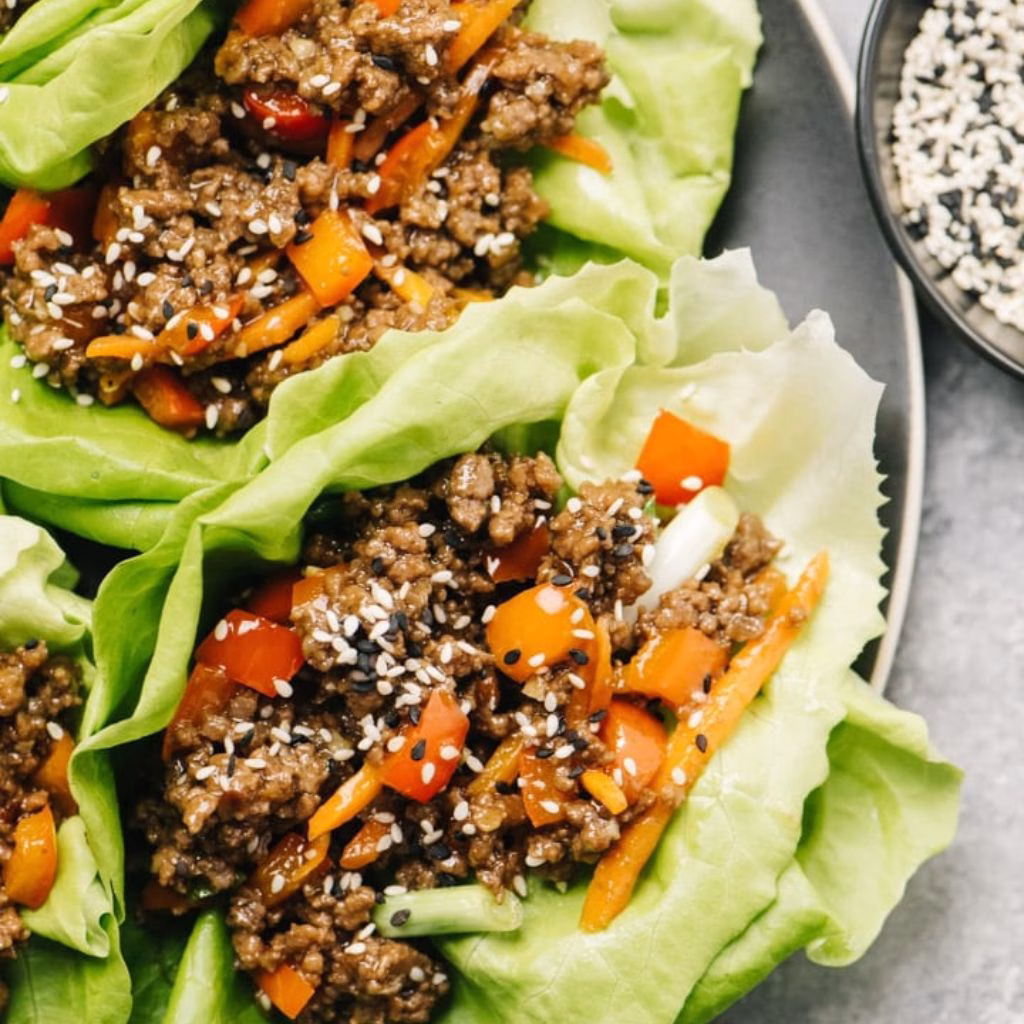 Asian-Style Ground Beef Lettuce Wraps