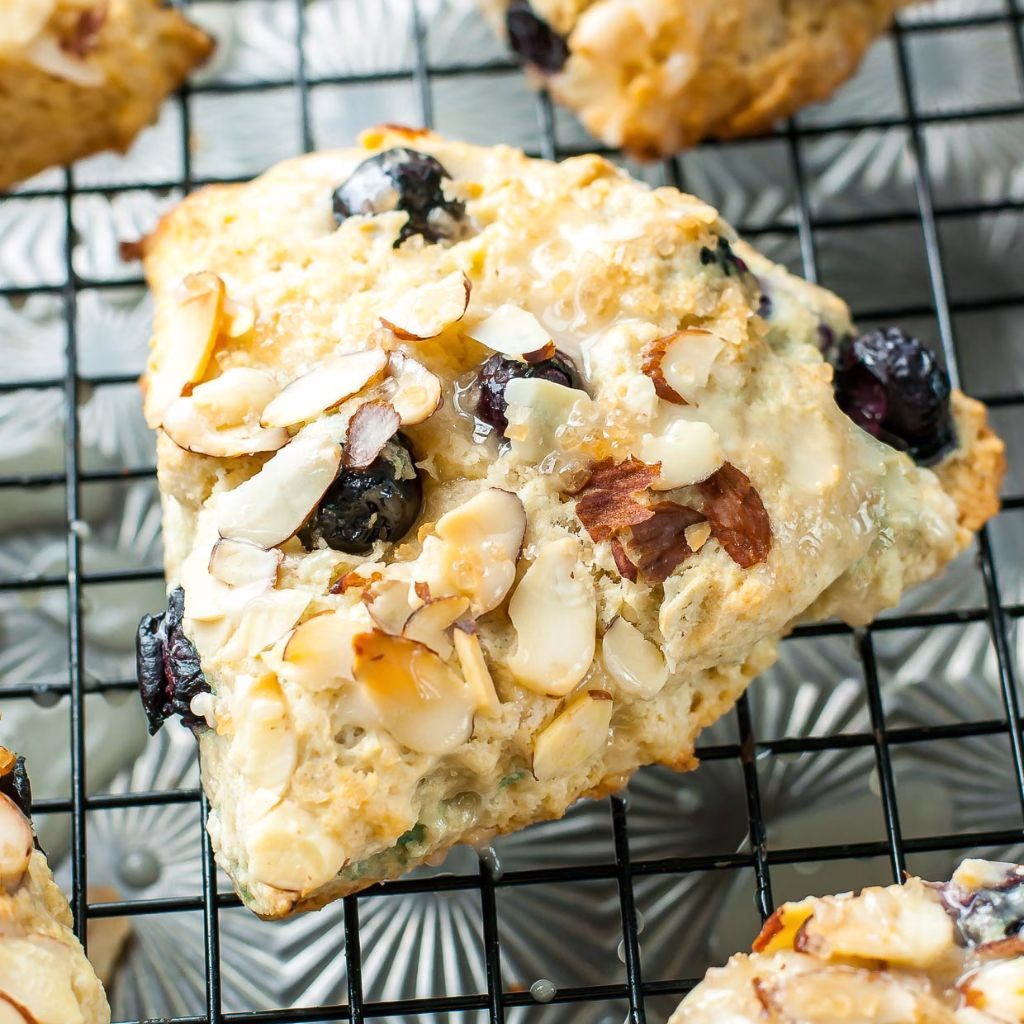 Blueberry Almond Scones with Honey Drizzle