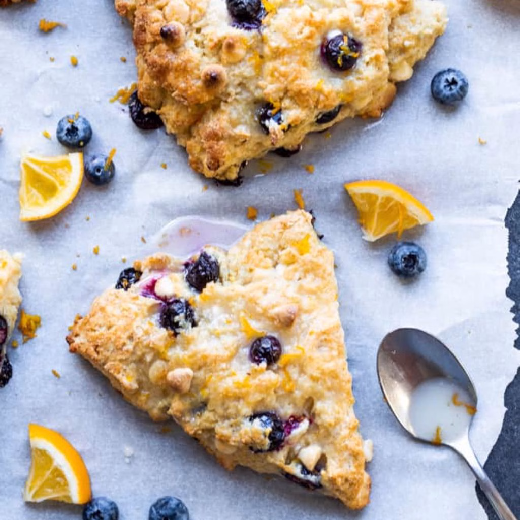 Blueberry White Chocolate Chip Scones
