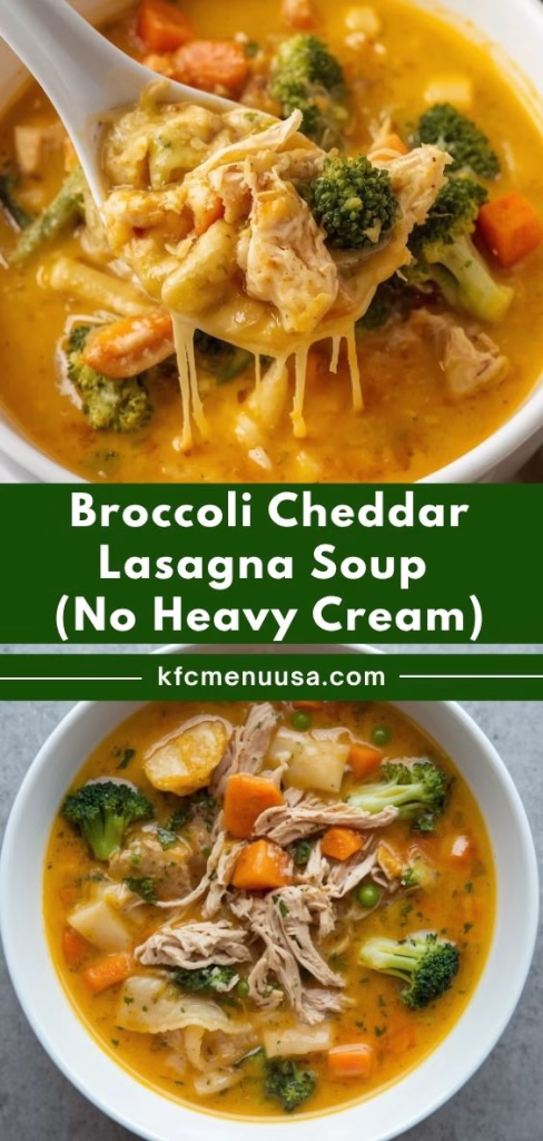 Broccoli Cheddar Lasagna Soup