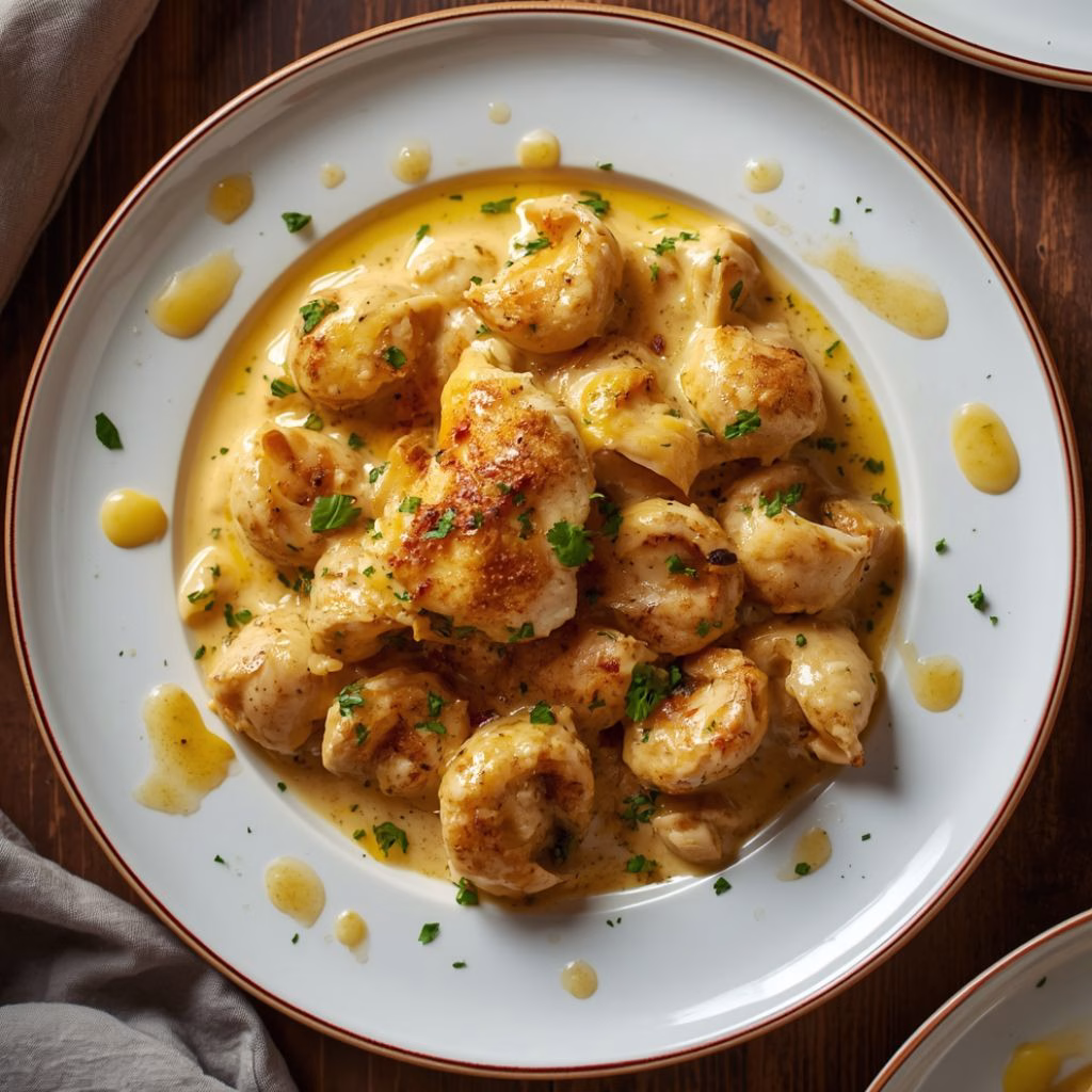 Cheddar Parmesan Garlic Butter Chicken with Creamy Shells Recipe