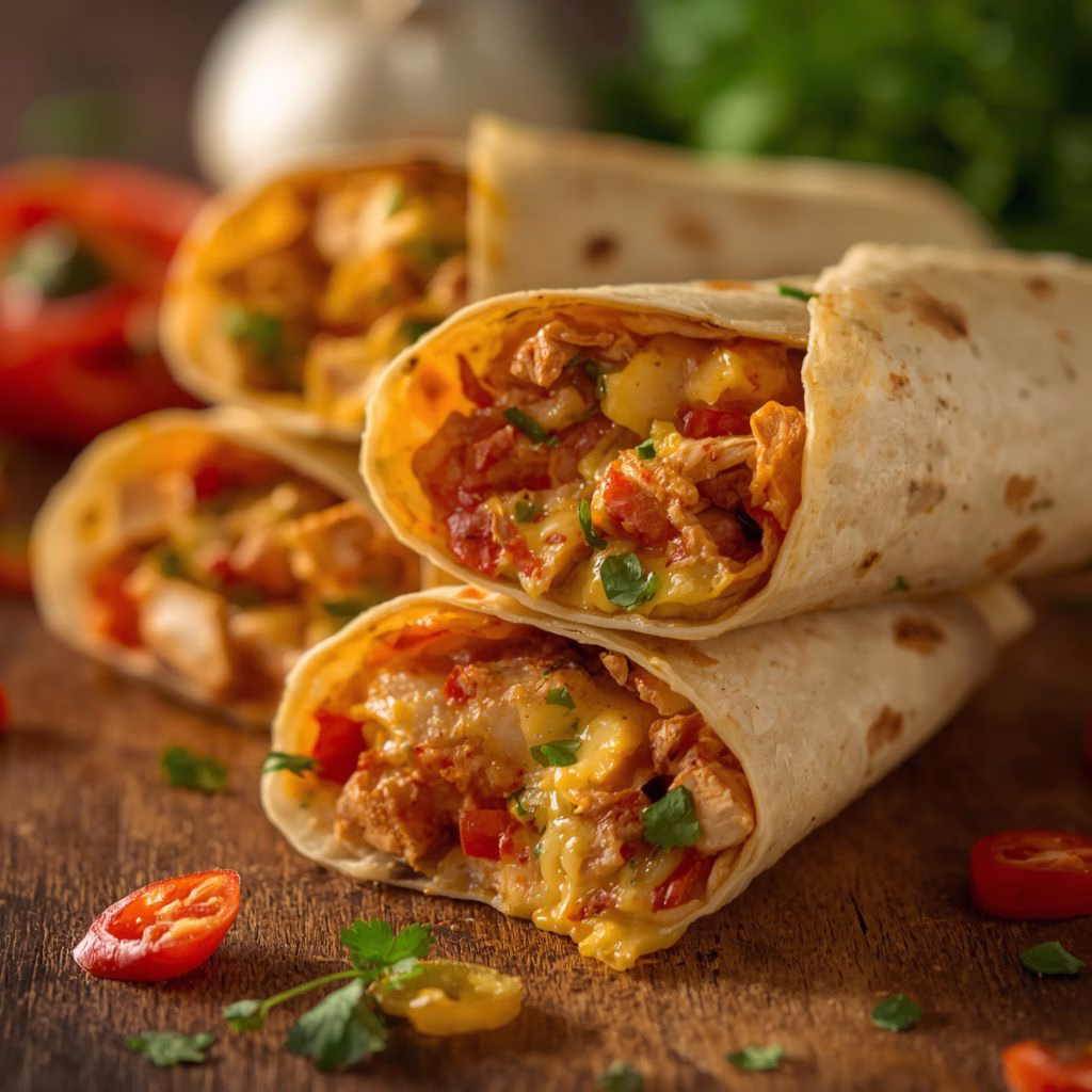 Cheesy Garlic Chicken Wraps Recipe
