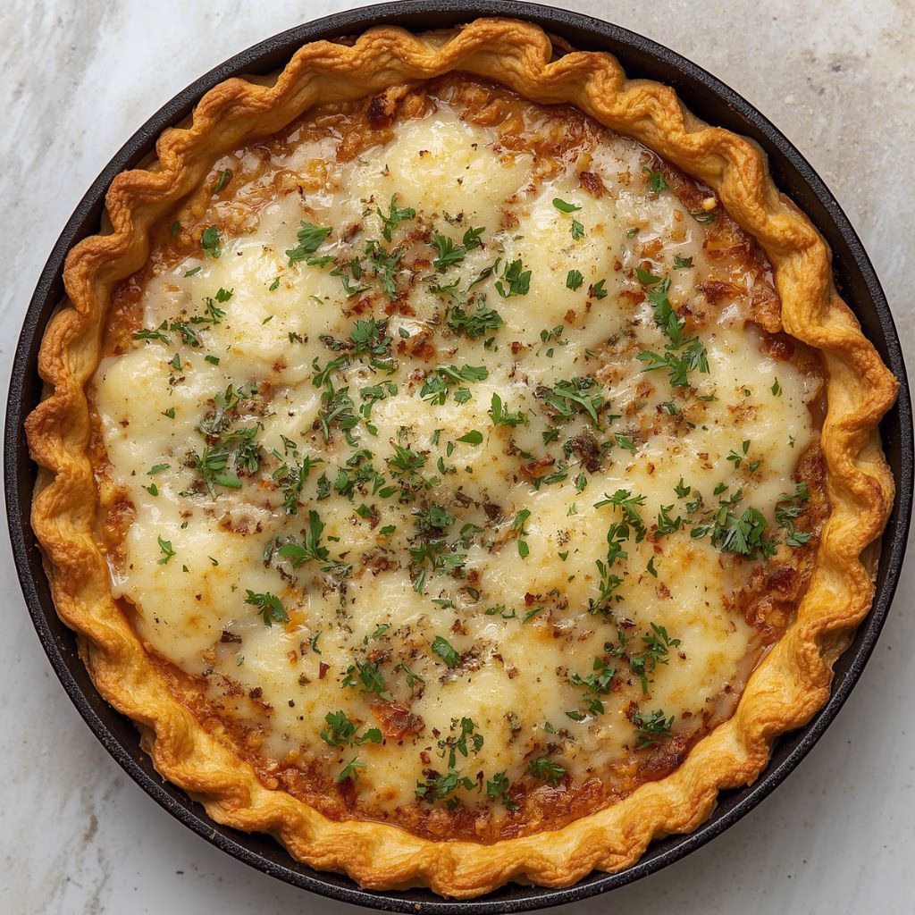 Cheesy Stuffed Chicken Pizza Pie with a Golden Crust Recipe