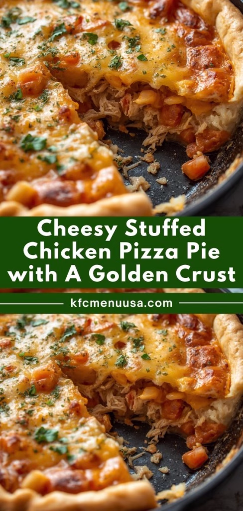 Cheesy Stuffed Chicken Pizza Pie with a Golden Crust Recipe