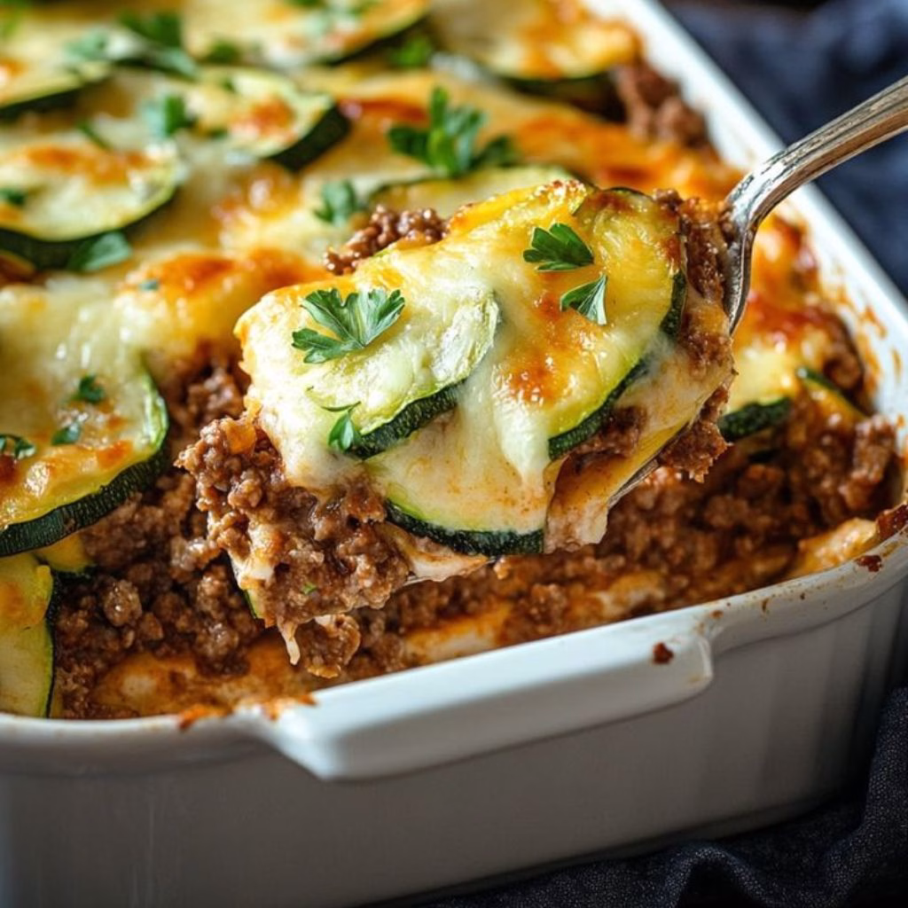 Cheesy Zucchini and Ground Beef Casserole Recipe