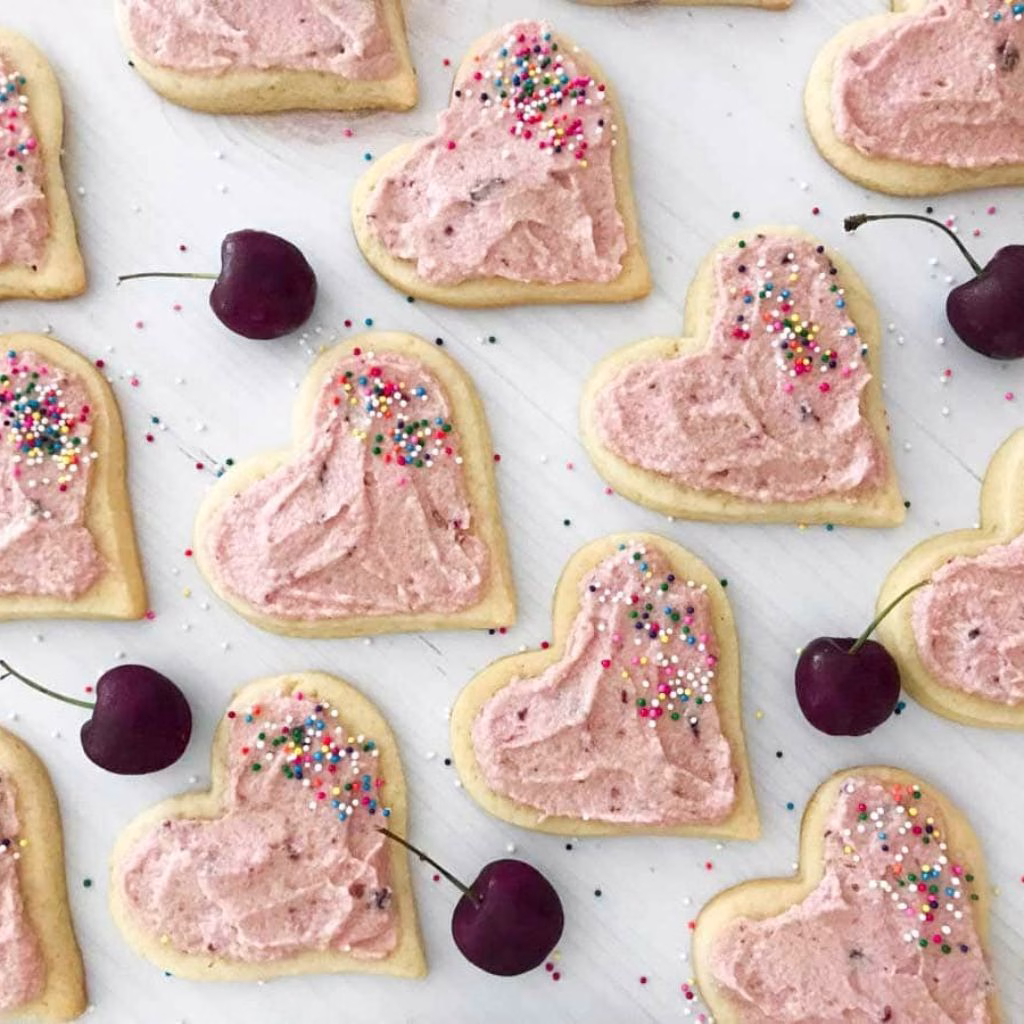 Cherry Sugar Cookies with Buttercream Frosting
