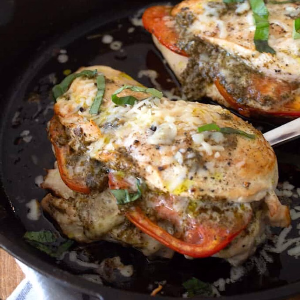 Cherry Tomato and Pesto Stuffed Chicken