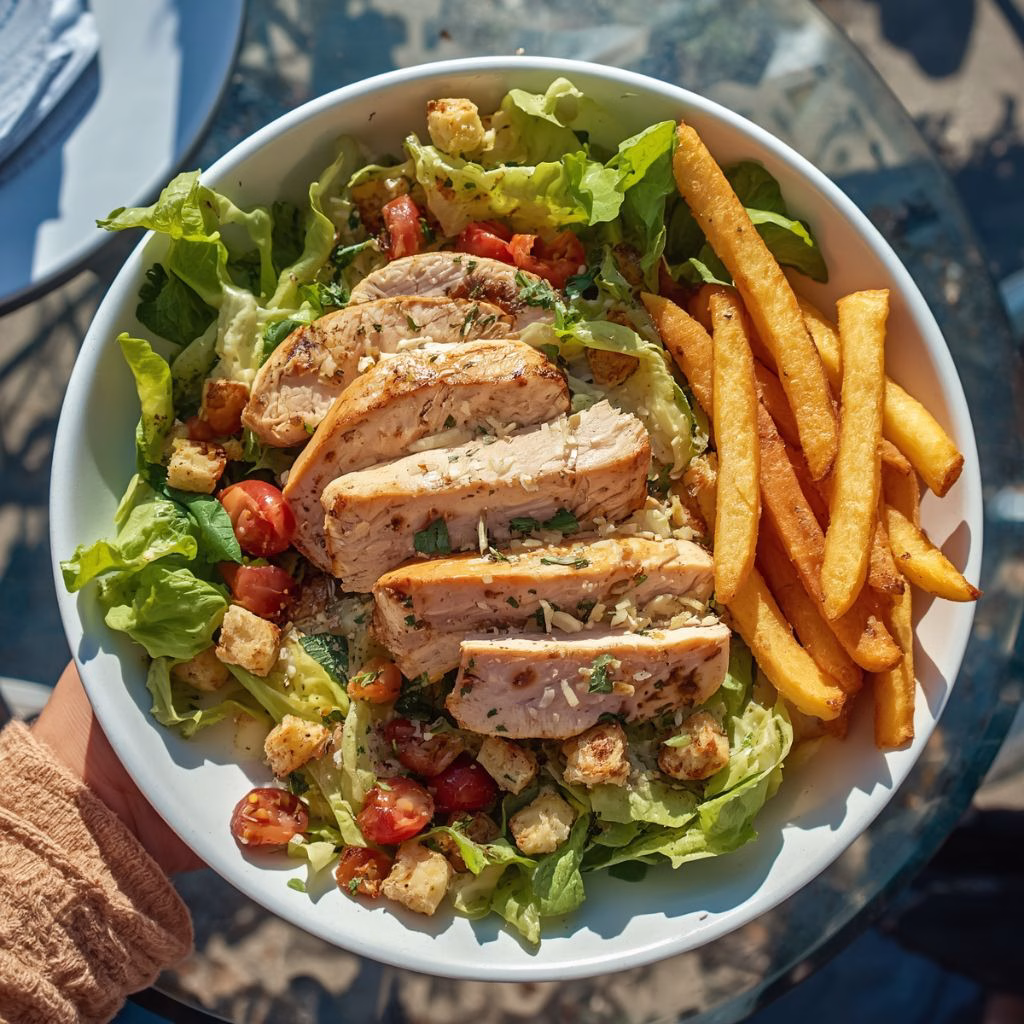 Chicken Caesar Salad with Fries
