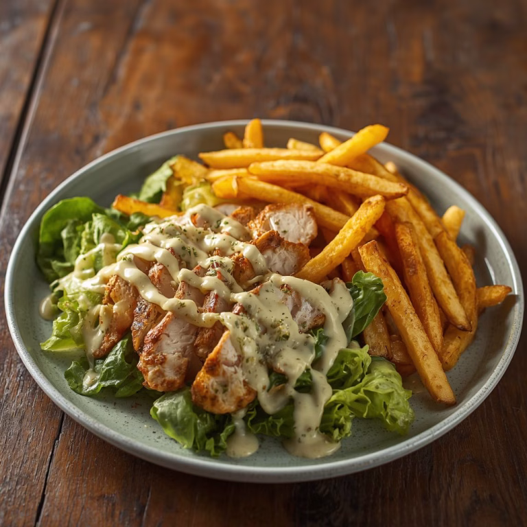 Chicken Caesar Salad with Fries