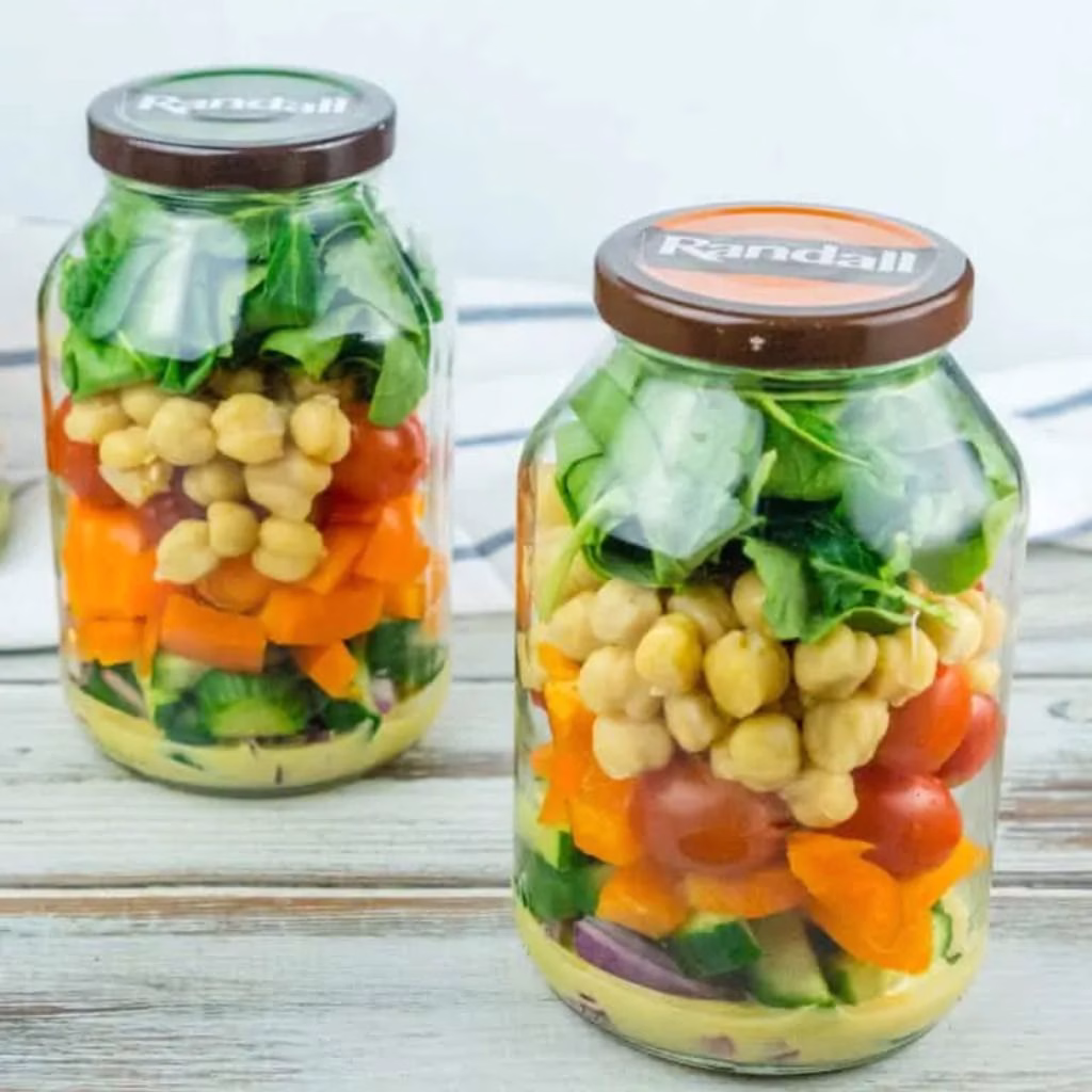 Chickpea Salad in a Jar with Homemade Honey Mustard Dressing