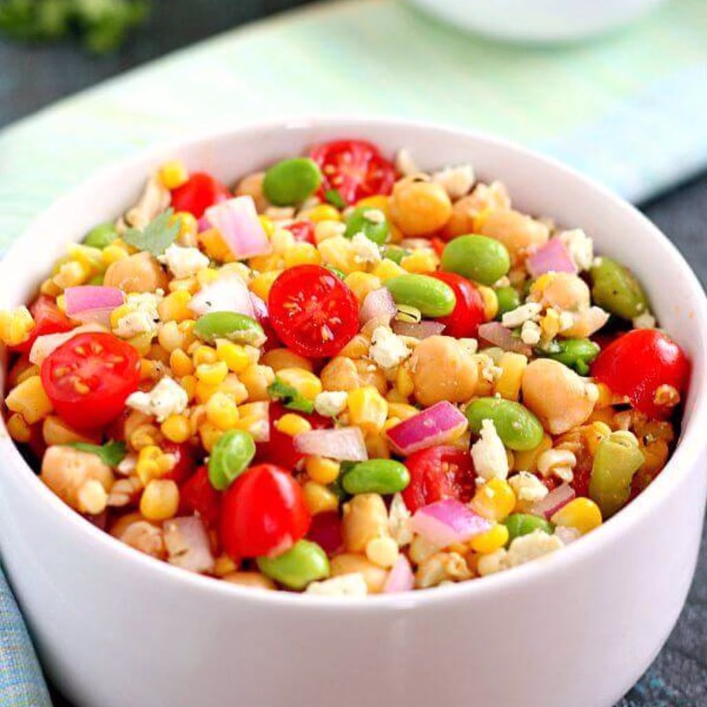 Corn, Edamame and Chickpea Salad
