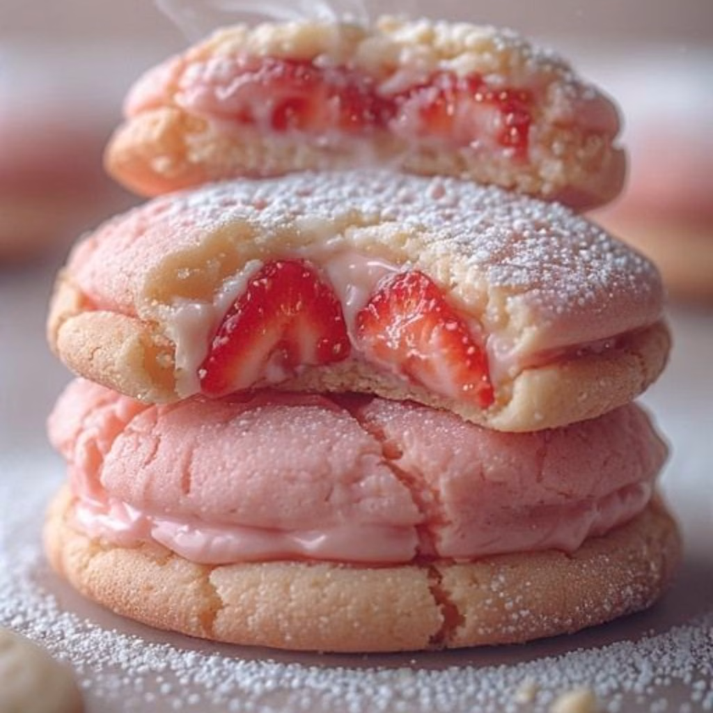 Cream Dipped Strawberry Cookies Recipe