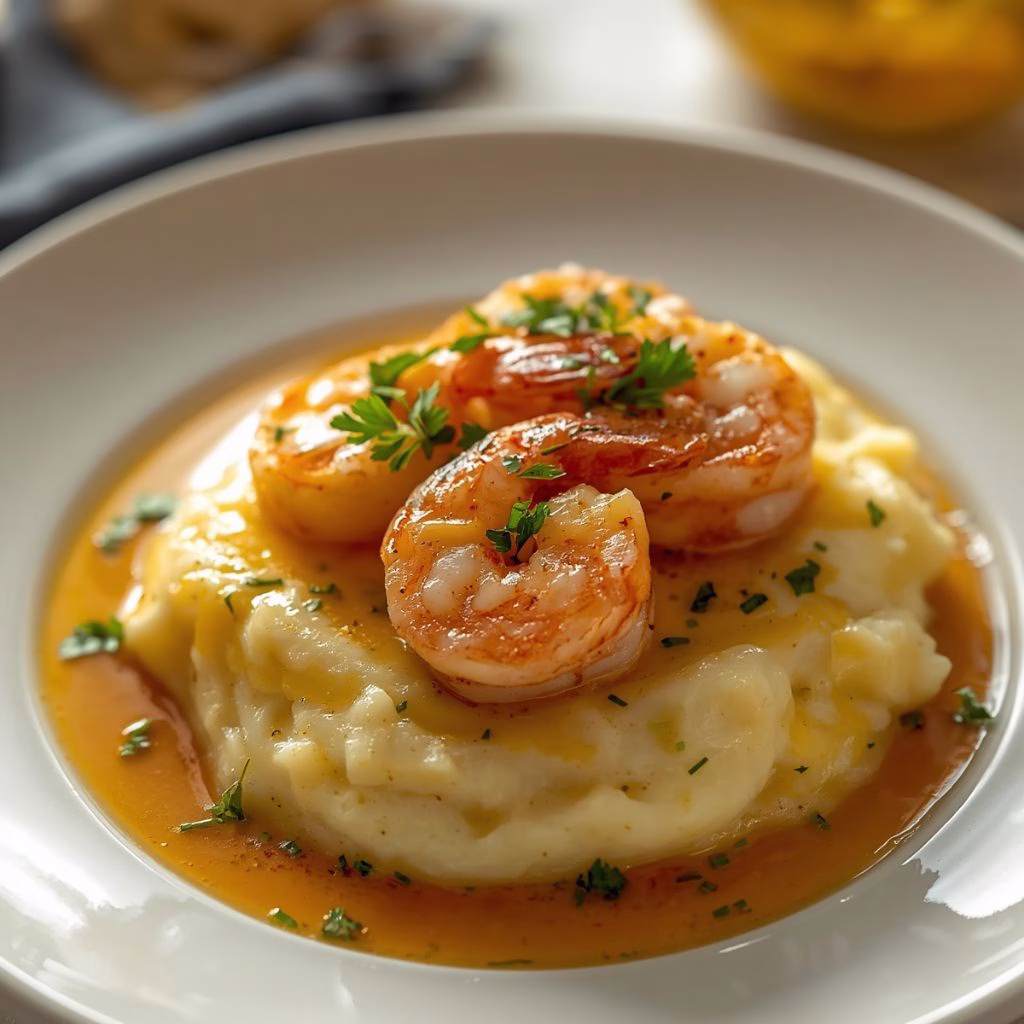 Creamy Garlic Butter Shrimp with Mashed Potatoes Recipe