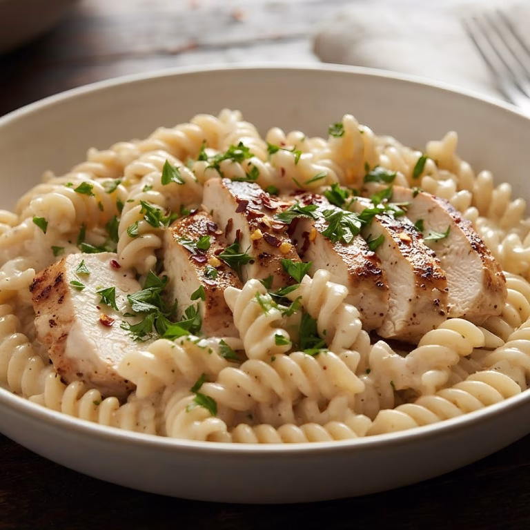 Creamy Garlic Chicken Pasta with Rotini Recipe