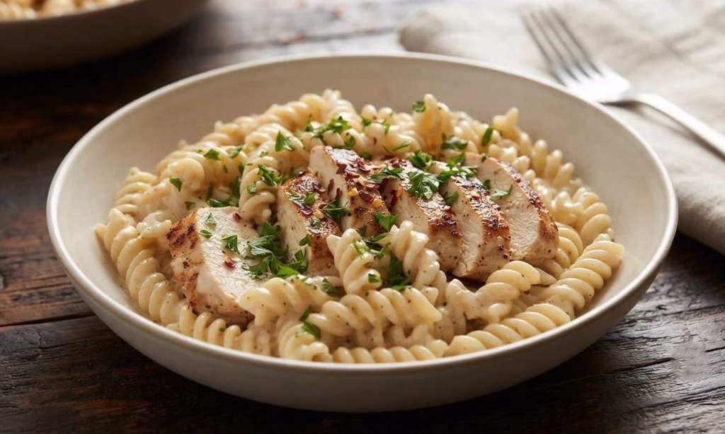 Creamy Garlic Chicken Pasta with Rotini Recipe