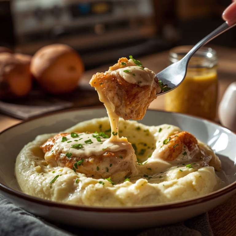 Creamy Garlic Chicken with Mashed Potatoes Recipe