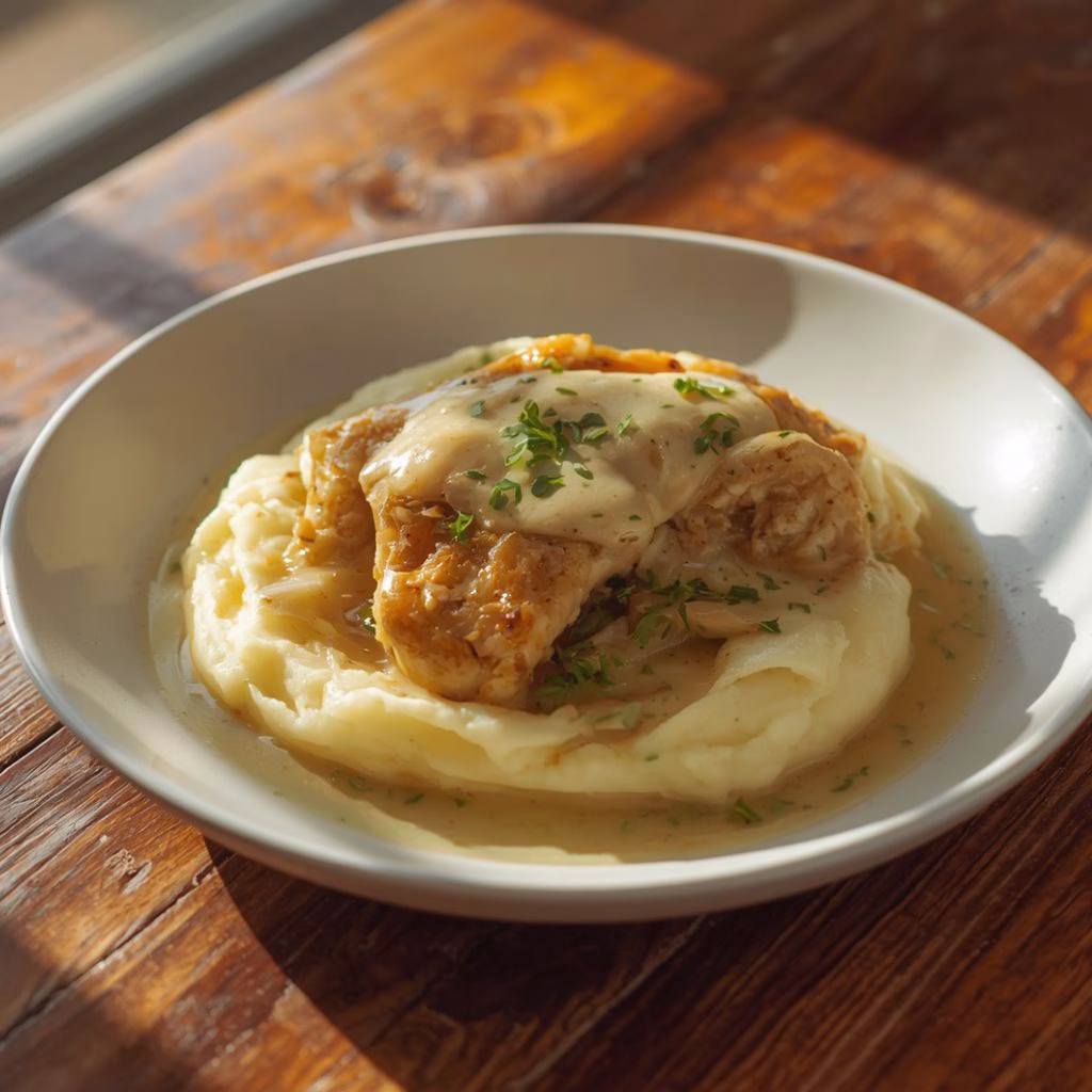 Creamy Garlic Chicken with Mashed Potatoes Recipe