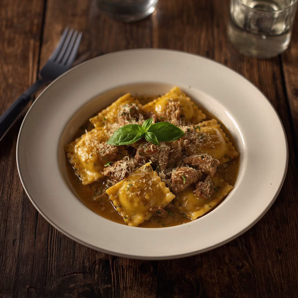 Creamy Garlic Herb Steak Ravioli Recipe