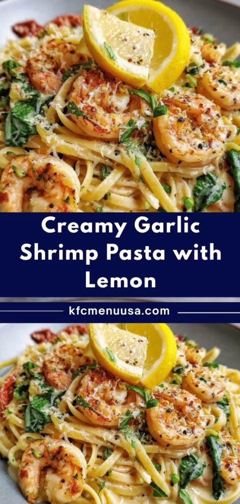 Creamy Garlic Shrimp Pasta with Lemon