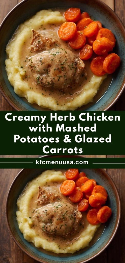 Creamy Herb Chicken with Mashed Potatoes & Glazed Carrots