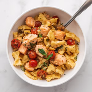 Creamy Salmon Tzatziki Pasta Salad Recipe