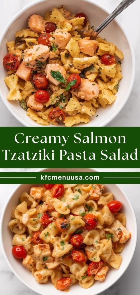 Creamy Salmon Tzatziki Pasta Salad Recipe