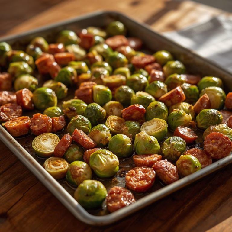 Crispy Brussels Sprouts & Sausage Sheet Pan Recipe