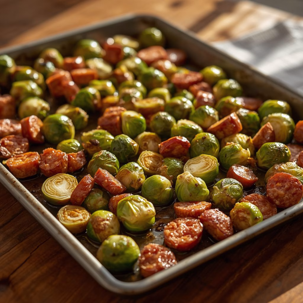 Crispy Brussels Sprouts & Sausage Sheet Pan Recipe