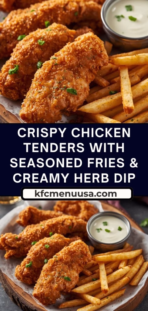 Crispy Chicken Tenders with Seasoned Fries & Creamy Herb Dip