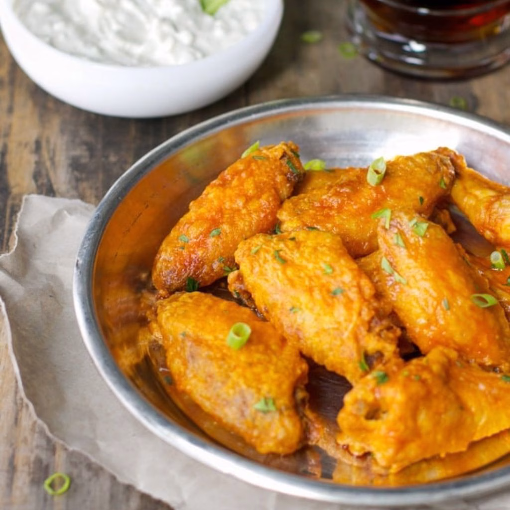 Crispy Oven-Baked Buffalo Wings with Blue Cheese Dip