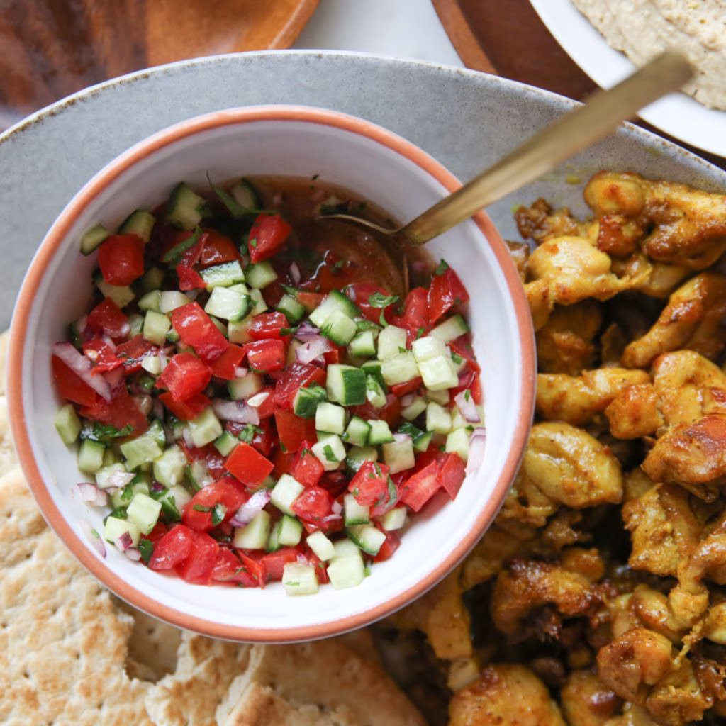 Cucumber and Tomato Salad with Lemon Dressing