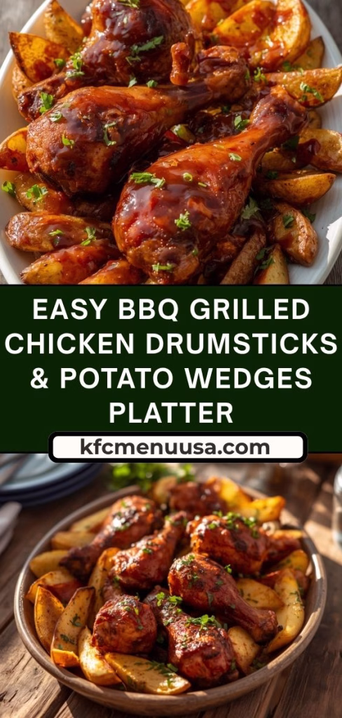 Easy BBQ Chicken Drumsticks & Crispy Potato Wedges Platter