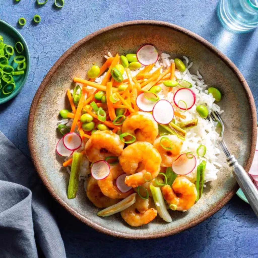 Edamame and Shrimp Asian Rice Bowl