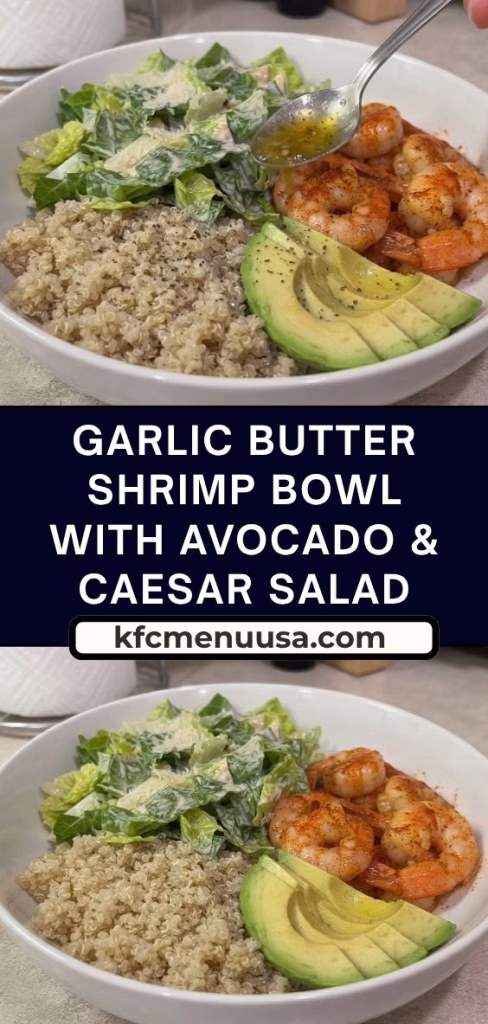 Garlic Butter Shrimp Bowl with Avocado & Caesar Salad Recipe