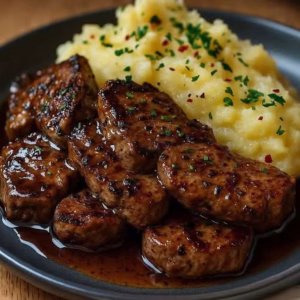 Garlic Butter Steak Medallions with Creamy Mashed Potatoes